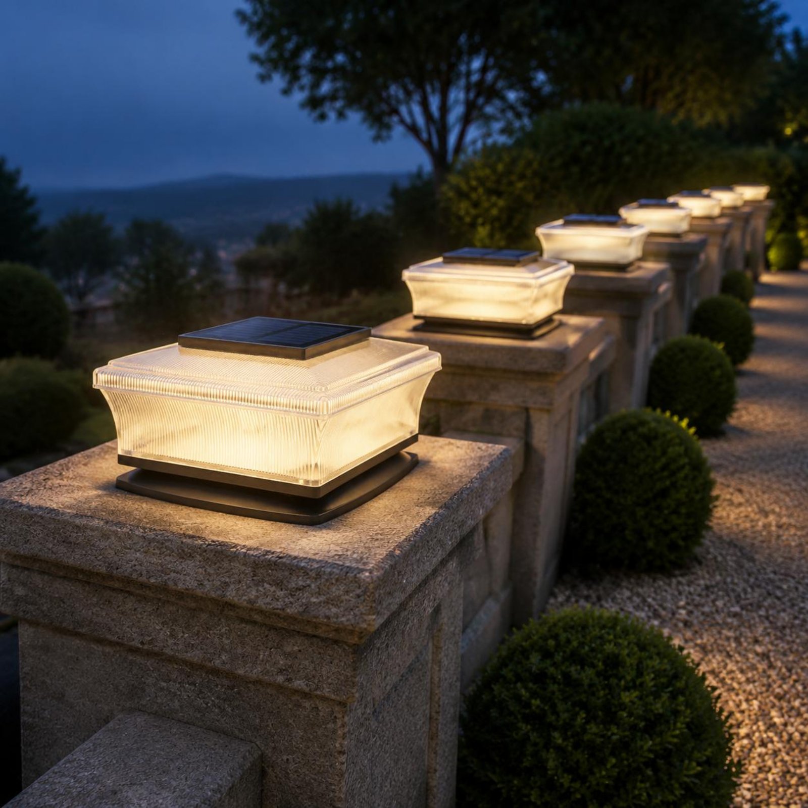 Solar Garden Light - Беспроводной квадратный светильник на столб на