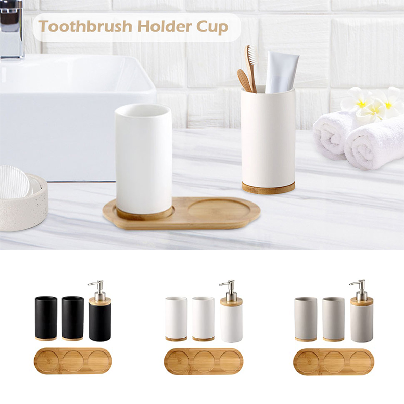 Bamboo Toothbrush - Керамический набор для ванной комнаты, тонкая