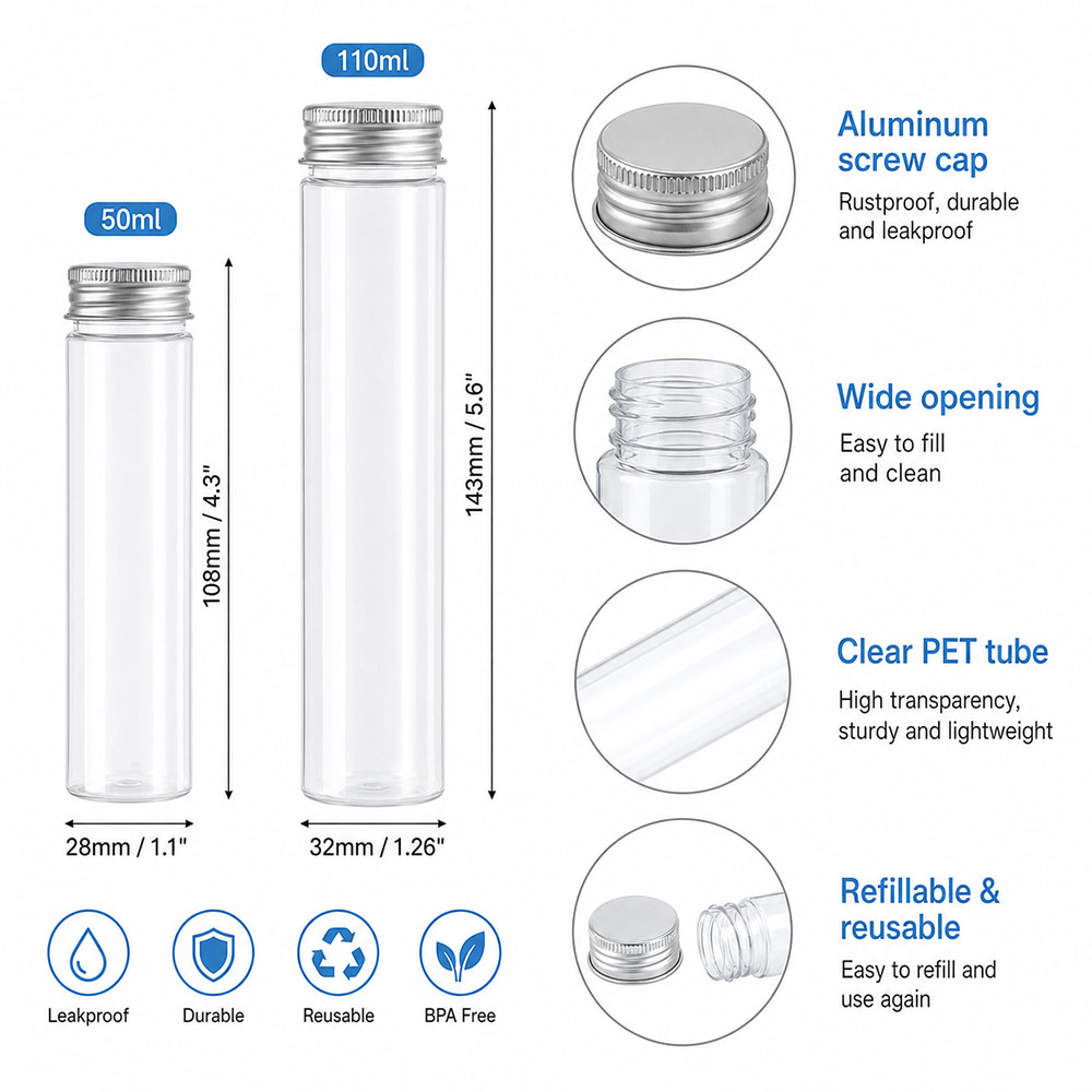 20 шт., 50 мл/100 мл, прозрачн – обзор и цена Reusable Bottle