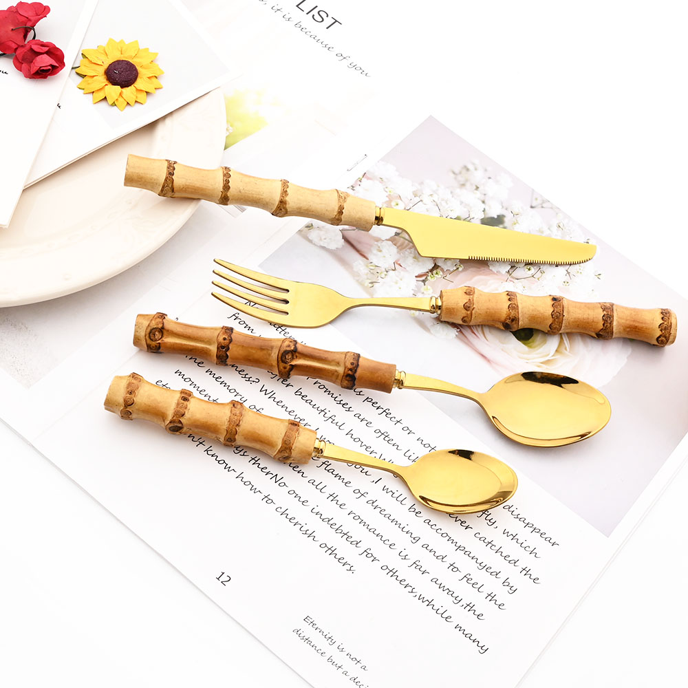 Drmfiy Золотая обеденная вилка – обзор и цена Bamboo Cutlery